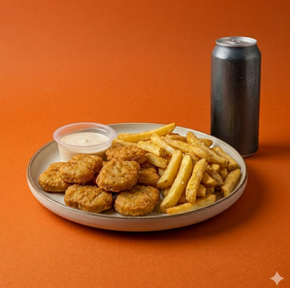 Chicken nuggets con patatine e bibita