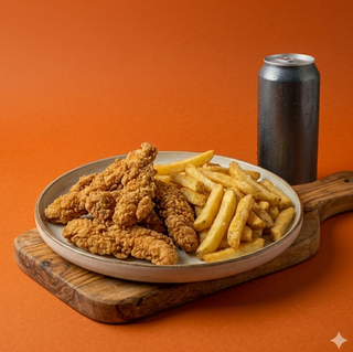 Chicken strips con patatine e bibita