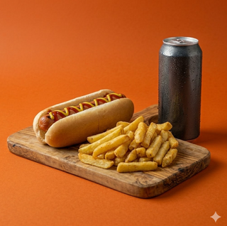 Hot dog con patatine e bibita