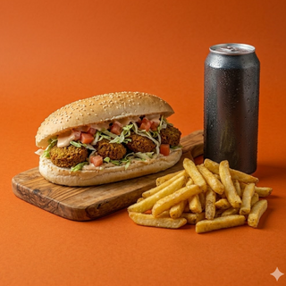 Panino falafel con patatine e bibita