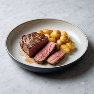 Manzo scottato, patate di leonessa al forno