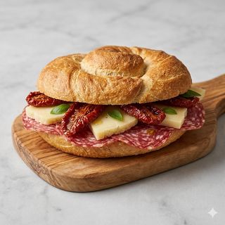 Panino salame Milano, caciocavallo e pomodori secchi