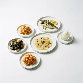 Composizione: antipasti + 2 primi + secondo + sorbetto versione pesce 