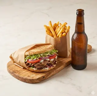 Menu kebap con birra