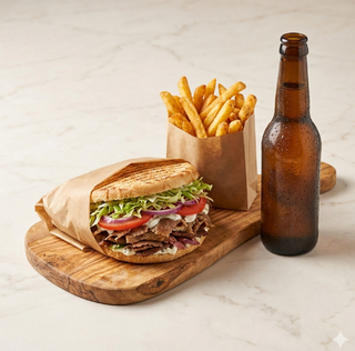 Menu kebap con birra