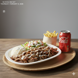 Piatto kebab, patatine e bibita 33 cl