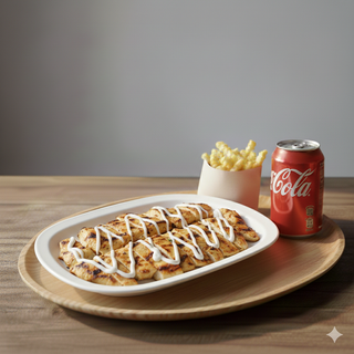 Piatto pollo, patatine e bibita 33 cl