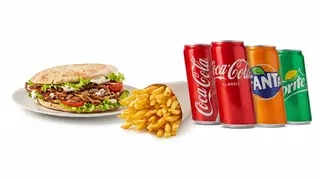 Menù panino kebab e patatine con bevanda in lattina a scelta da 33 cl