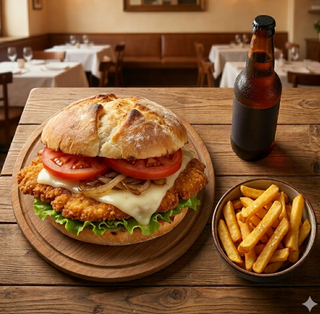 Menù con panino cotoletta, patatine e bevanda a scelta