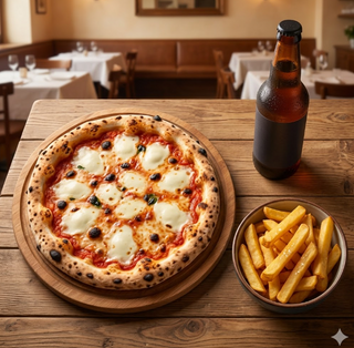 Menù con pizza Margherita, patatine e bevanda a scelta 