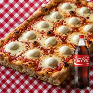 Menú pizza in teglia Matgherita e Coca-Cola Bottiglia 1.5lt