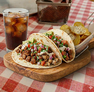 Menu di snack tacos carne mista