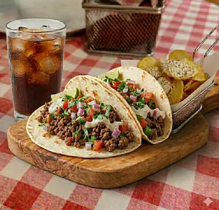 Menu di snack tacos carne macinata