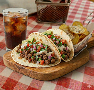 Menu di snack tacos carne macinata