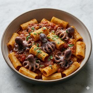 Mezzi paccheri con polipetti