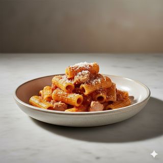 Mezzi rigatoni ventresca di ragù di tonno