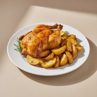 Mezzo pollo con patate al forno