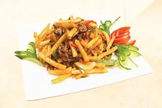 Мясо с фри (350г)