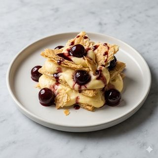 Millefoglie scomposta crema e amarena