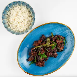 Mongolian beef with rice