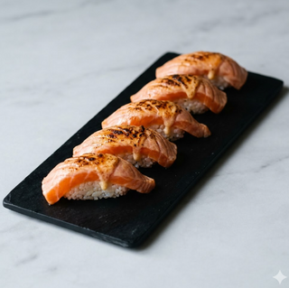 Nigiri salmon flambe