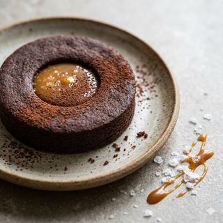 Occhio di bue al cacao con caramello salato