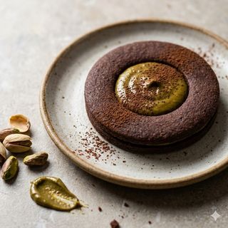 Occhio di bue al cacao con pistacchio