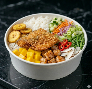 Orata frita riso y ensalada