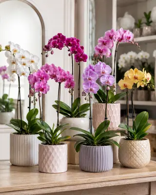 Orchidea Phalaenopsis a 2 rami compreso coprivaso di ceramica colore a sorpresa