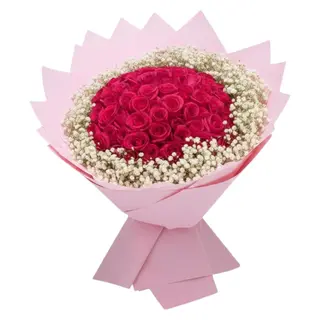 Hot Pink & Baby’s Breath Hand Bouquet