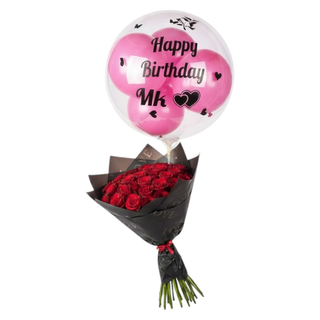 Red Hand Bouquet with Balloon