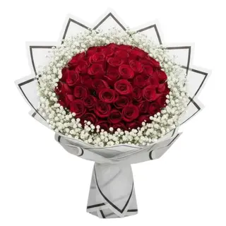 Red & Baby’s Breath Hand Bouquet