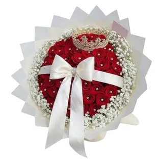 Red & Baby’s Breath Hand Bouquet