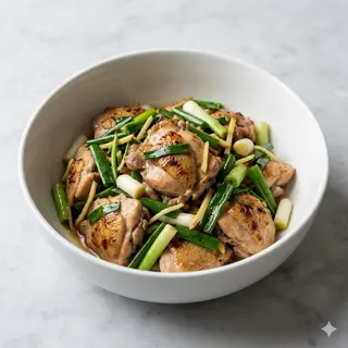 Pollo con cipolline e zenzero