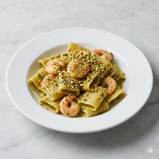 Paccheri gamberi e pistacchio