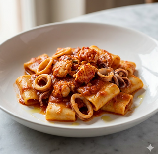 Paccheri con aragosta e calamari