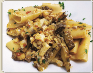 Paccheri al branzino con carciofi