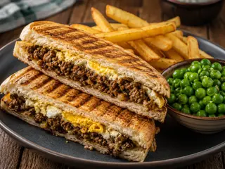 Panini Viande Hachée - Œuf - Frites - Petits Pois