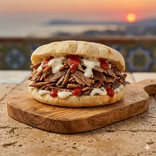 Panino, carne, salse