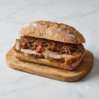 Panino porchetta e cipolla caramellata
