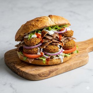 Panino misto kebab + falafel
