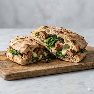 Panuozzo broccoli, salsiccia e provola