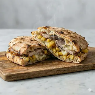 Panuozzo porchetta, provola e patatine
