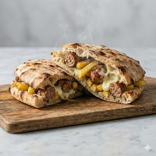 Panuozzo salsiccia, patatine e provola