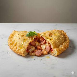 Panzerotto fritto con wurstel 