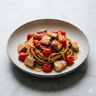 Pasta pesce spada e ciliegino