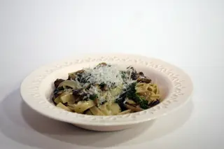Pasta špinat, gljive