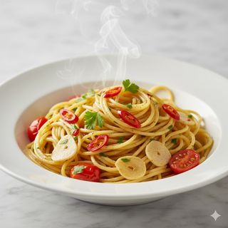 Pasta aglio olio e pomodorini