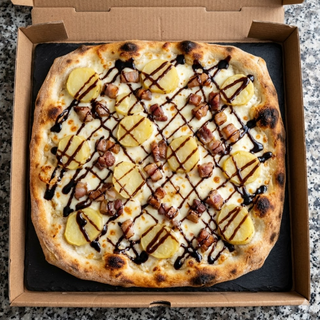 Patate lesse, guanciale, glassa di aceto balsamico