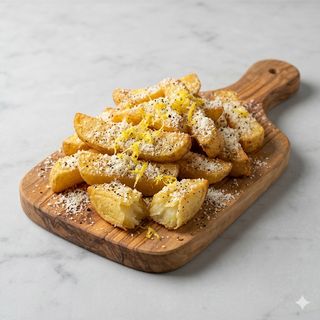 Patatina ruspante cacio e pepe con zeste di limone IGP di Siracusa